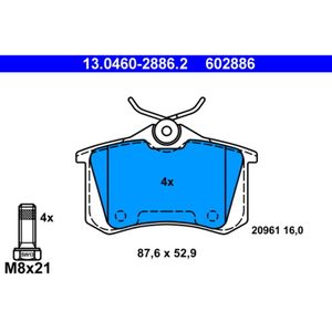 Bremsbelagsatz Scheibenbremse ATE 13.0460-2886.2 für VW Audi Seat Skoda Polo III