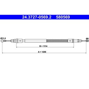 Seilzug Feststellbremse ATE 24.3727-0569.2 für Fiat Lancia Ulysse Phedra