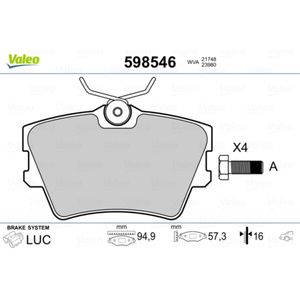 VALEO 598546 Bremsbelagsatz, Scheibenbremse