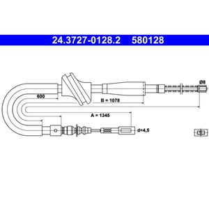 Seilzug Feststellbremse ATE 24.3727-0128.2 für Audi 80 B3