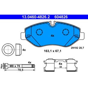 Bremsbelagsatz Scheibenbremse ATE 13.0460-4826.2 für Mercedes-Benz VW Vito V