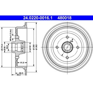 Bremstrommel ATE 24.0220-0016.1 (2 Stk.) für Audi 80 B3 Coupe B2