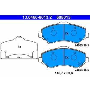 Bremsbelagsatz Scheibenbremse ATE 13.0460-8013.2 für Jeep Wrangler III Cherokee