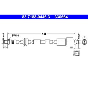 Bremsschlauch ATE 83.7188-0446.3 für Ford Jaguar Mondeo III Turnier X-Type I