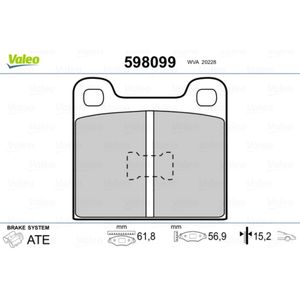 Bremsbelagsatz Scheibenbremse VALEO 598099 für Audi VW Opel 50