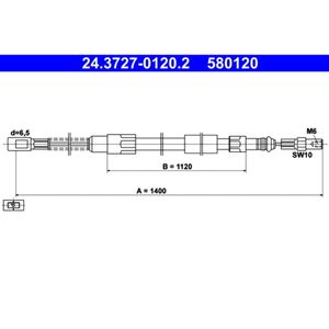 Seilzug Feststellbremse ATE 24.3727-0120.2 für VW LT 40-55 I