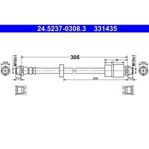 Bremsschlauch ATE 24.5237-0308.3 für Audi Seat A4 B6 Avant Exeo