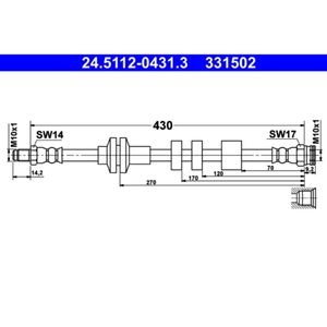 Bremsschlauch ATE 24.5112-0431.3 für Alfa Romeo Giulietta