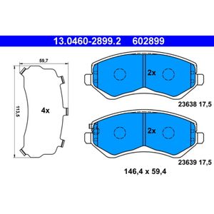 Bremsbelagsatz Scheibenbremse ATE 13.0460-2899.2 für Chrysler Jeep Voyager IV