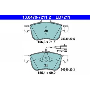 Bremsbelagsatz Scheibenbremse ATE 13.0470-7211.2 für Alfa Romeo 159 Brera Spider