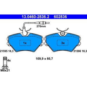 Bremsbelagsatz Scheibenbremse ATE 13.0460-2836.2 für Renault Laguna I