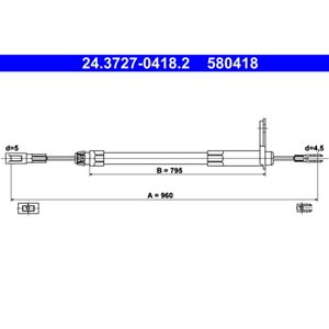 Seilzug Feststellbremse ATE 24.3727-0418.2 für Mercedes-Benz C