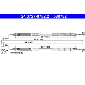 Seilzug Feststellbremse ATE 24.3727-0782.2 für Opel Corsa D