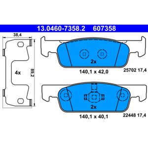 ATE 13.0460-7358.2 Bremsbelagsatz, Scheibenbremse