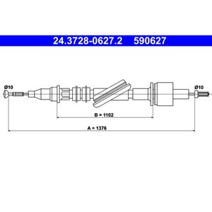 Seilzug Kupplungsbetätigung ATE 24.3728-0627.2 für Ford Transit