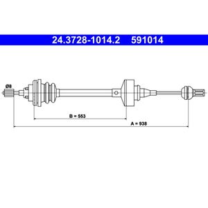 Seilzug Kupplungsbetätigung ATE 24.3728-1014.2 für Renault Twingo I