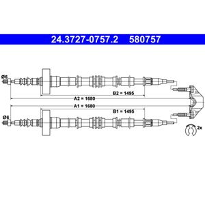 Seilzug Feststellbremse ATE 24.3727-0757.2 für Opel Zafira A