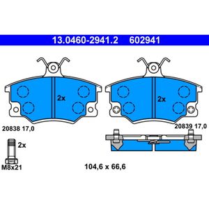 Bremsbelagsatz Scheibenbremse ATE 13.0460-2941.2 für Fiat Lancia Autobianchi Uno