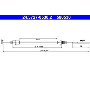 Seilzug Feststellbremse ATE 24.3727-0530.2 für Peugeot Fiat Citroën Lancia 806