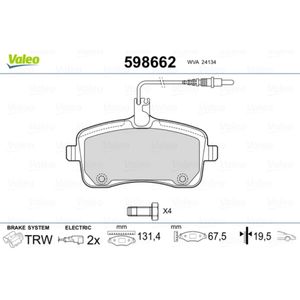 Bremsbelagsatz Scheibenbremse VALEO 598662 für Peugeot 407 SW