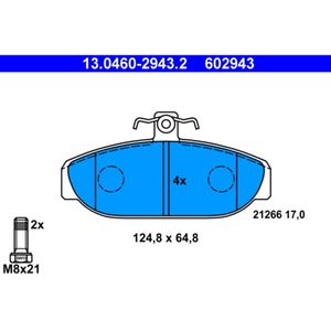 Bremsbelagsatz Scheibenbremse ATE 13.0460-2943.2 für Volvo 740