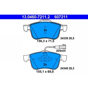 Bremsbelagsatz Scheibenbremse ATE 13.0460-7211.2 für Alfa Romeo 159 Brera Spider