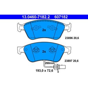 Bremsbelagsatz Scheibenbremse ATE 13.0460-7182.2 für VW Audi Phaeton A8 D3 A6 C6