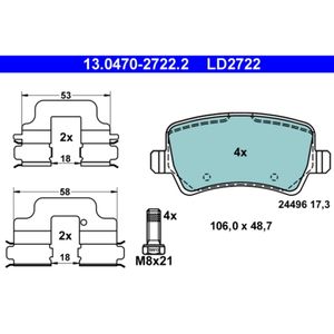 Bremsbelagsatz Scheibenbremse ATE 13.0470-2722.2 für Land Rover Ford Volvo S-Max