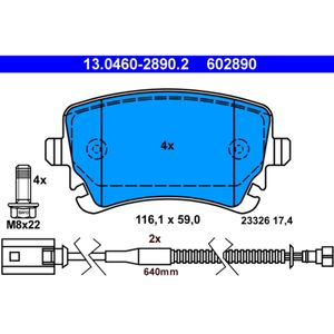 Bremsbelagsatz Scheibenbremse ATE 13.0460-2890.2 für VW Phaeton