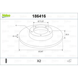 Bremsscheibe VALEO 186416 für Citroën Peugeot ZX