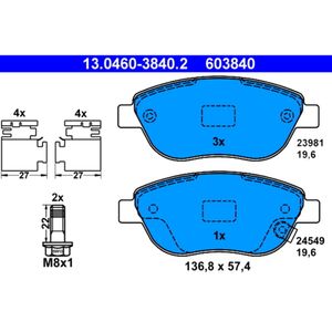 Bremsbelagsatz Scheibenbremse ATE 13.0460-3840.2 für Opel Fiat Corsa D 500l