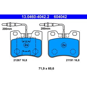 Bremsbelagsatz Scheibenbremse ATE 13.0460-4042.2 für Citroën Peugeot AX