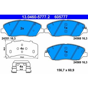 Bremsbelagsatz Scheibenbremse ATE 13.0460-5777.2 für Kia Hyundai Sorento II