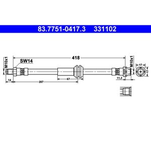 Bremsschlauch ATE 83.7751-0417.3 für Mini Roadster Clubman