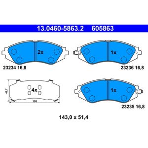 Bremsbelagsatz Scheibenbremse ATE 13.0460-5863.2 für Chevrolet Daewoo Lacetti