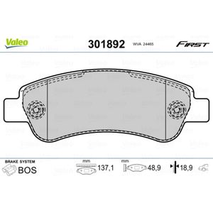 Bremsbelagsatz Scheibenbremse VALEO 301892 für Fiat Peugeot Citroën Ducato Boxer