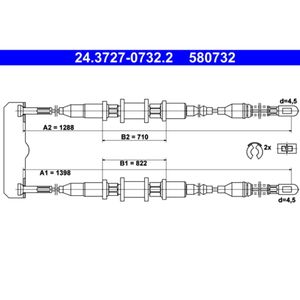 Seilzug Feststellbremse ATE 24.3727-0732.2 für Opel Kadett E Caravan Astra F