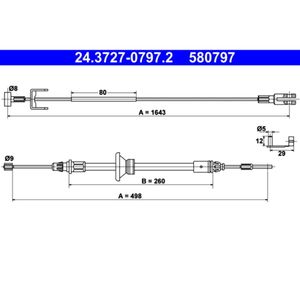 Seilzug Feststellbremse ATE 24.3727-0797.2 für Renault Opel Trafic II Vivaro A