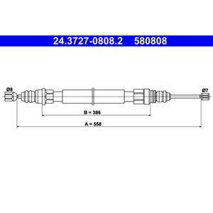 Seilzug Feststellbremse ATE 24.3727-0808.2 für Peugeot 405 I Break