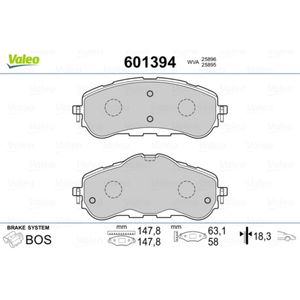 Bremsbelagsatz Scheibenbremse VALEO 601394 für Peugeot Citroën Opel 308 II