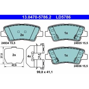 Bremsbelagsatz Scheibenbremse ATE 13.0470-5786.2 für Kia Hyundai Soul I Tucson