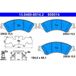 Bremsbelagsatz Scheibenbremse ATE 13.0460-8014.2 für Ford Ranger