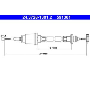 Seilzug Kupplungsbetätigung ATE 24.3728-1301.2 für Volvo 240 760