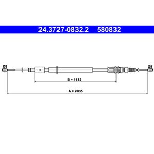 Seilzug Feststellbremse ATE 24.3727-0832.2 für Peugeot Citroën 307 CC C4 I