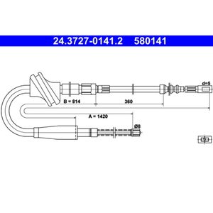 Seilzug Feststellbremse ATE 24.3727-0141.2 für Audi 100 C4 Avant