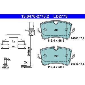 Bremsbelagsatz Scheibenbremse ATE 13.0470-2773.2 für Audi A8 D4