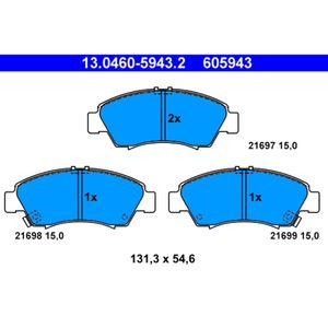 Bremsbelagsatz Scheibenbremse ATE 13.0460-5943.2 für Honda Civic V Hatchback