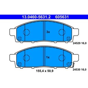 Bremsbelagsatz Scheibenbremse ATE 13.0460-5631.2 für Fiat Fullback Pick-UP