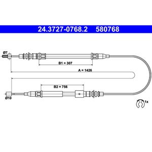 Seilzug Feststellbremse ATE 24.3727-0768.2 für Opel Corsa C Tigra Twintop