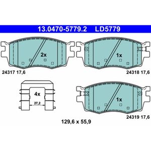 Bremsbelagsatz Scheibenbremse ATE 13.0470-5779.2 für Hyundai Kia I20 I Rio II